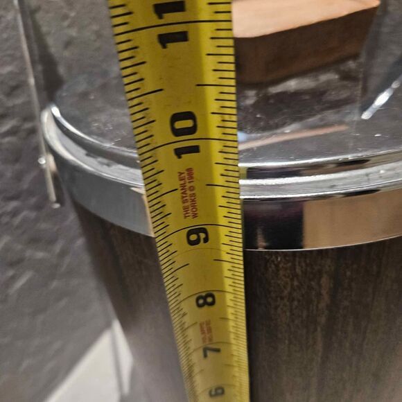 MCM Faux Walnut Wood and  Chrome Ice Bucket Kromex - Picture 3 of 7